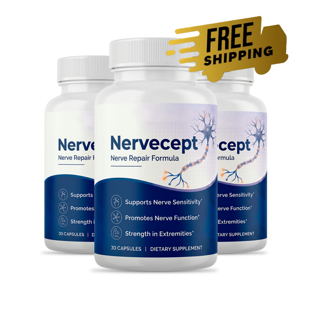 Three bottles of Nervecept nerve-health and nerve support capsules